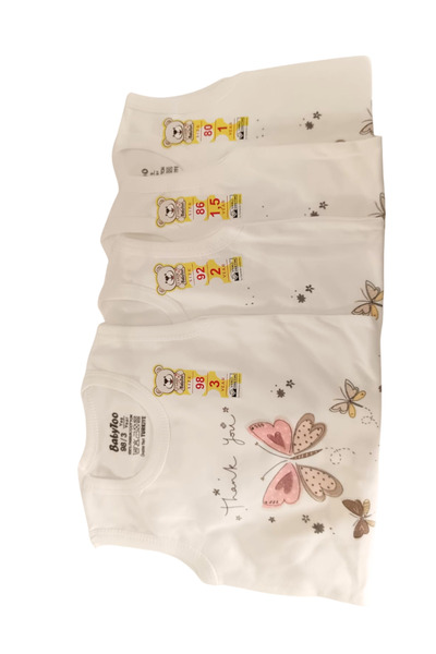 Babytoo Butterfly Printed 100% Cotton Baby Zibin and Body with Buttons, Overa...