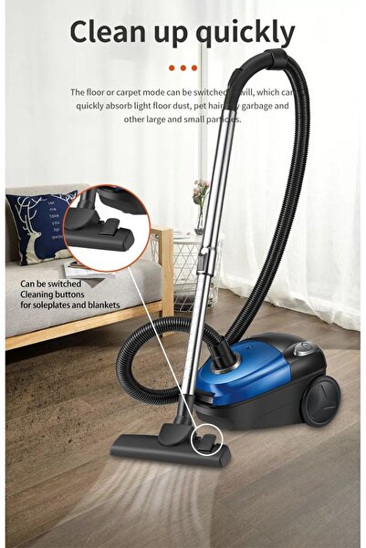 Generic 2000W Wet and Dry Canister Vacuum Cleaner Bagged Heavy Duty Suction for Home Office Commercial Blue