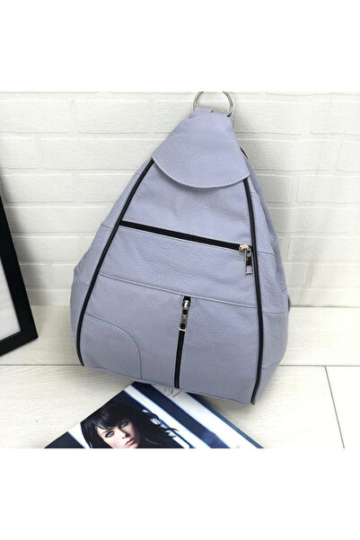 Deribag جلد طبيعي، لون أزرق، حقيبة ظهر، 25*36*16 سم