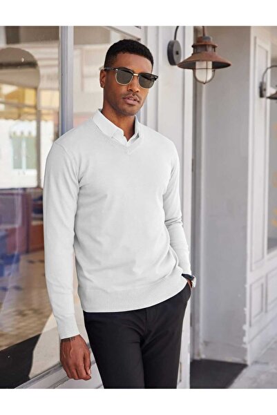 youknitwear you Shaun 100% Cotton V-Neck Knitwear Sweater