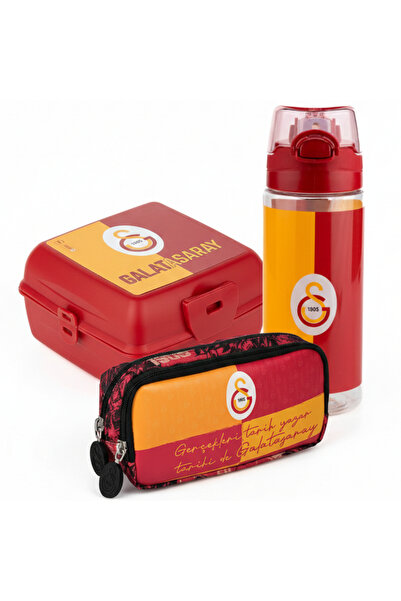 Galatasaray Lisanslı 3’lü Okul Seti – Parçalı Tasarım Beslenme Kutusu + 500 ml Matara + Kalemlik