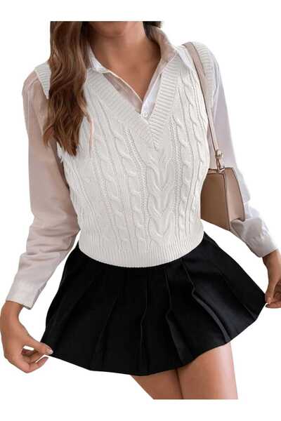 youknitwear you Cameron 100% Cotton V-Neck Women's Sweater