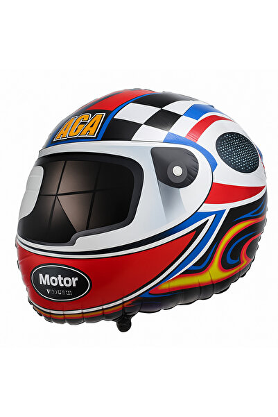 Behind party store بالون فويل على شكل خوذة سباق 55-52 سم - زينة عيد الميلاد -...