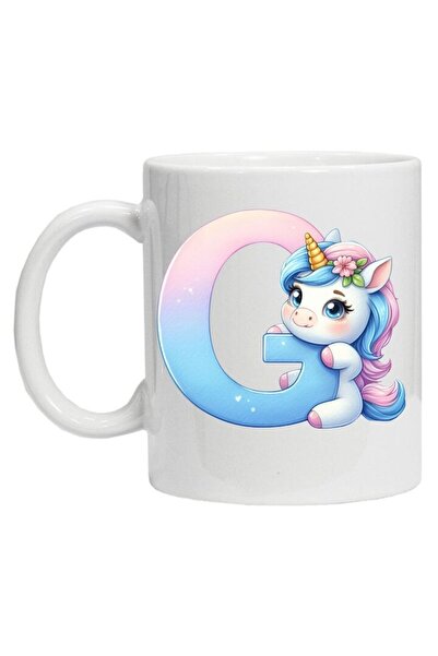 CRD PRINT Personalized mug with initial + unicorn (initial letter G), white, ceramic, 330 ml