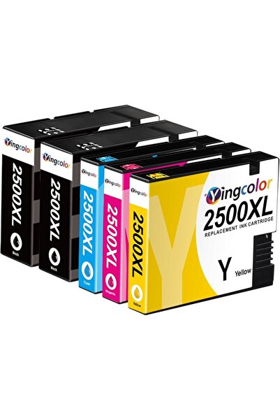 Propart Set of 5 Inkjet Cartridges 2500XL Black.Cyan.Red,Yellow, 1250 Pages M...