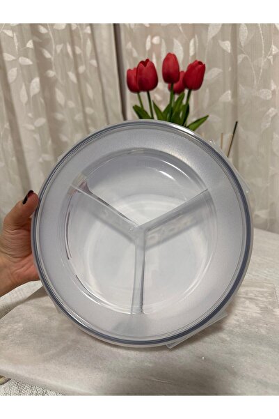 Plastard Multi-Purpose Fresh Box Storage Container with 3 Compartments and Round Vacuum Lid