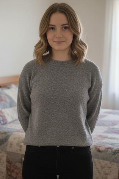 STEFFKON Women's casual gray sweater - Round collar