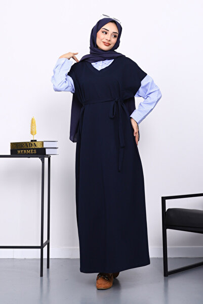 İmajButik Navy Blue Shirt Paneled Two Thread Clothes