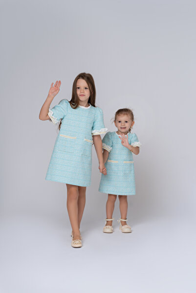 kiddos.ro Girls' blue tweed dress, holidays, occasions, Christmas