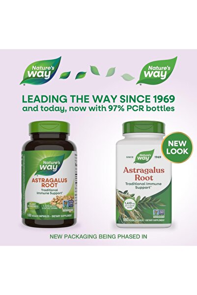 Nature's Way Astragalus Root Dietary Supplement, 180 Capsules, 470 mg