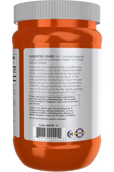 Now Sports L-Glutamine Powder Supplement - 1 lb (454 g)