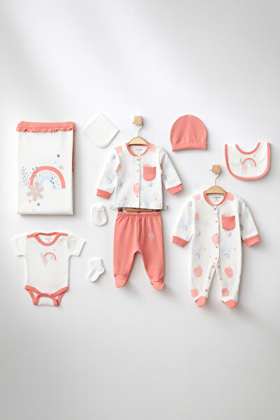 Aziz Bebe Rainbow Pattern Pocket Detailed 10-Piece Hospital Discharge Set
