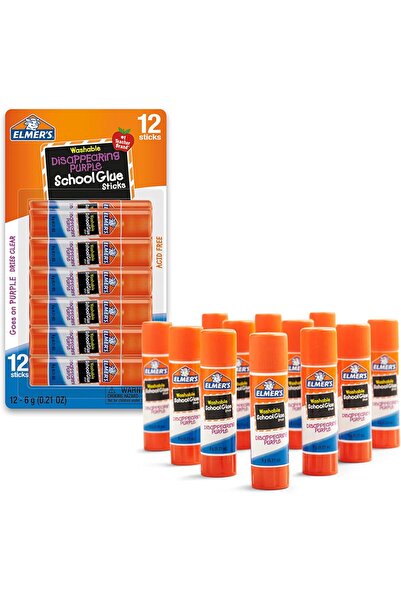 Elmers Elmer's Washable Disappearing Purple School Glue Sticks, 12 Count