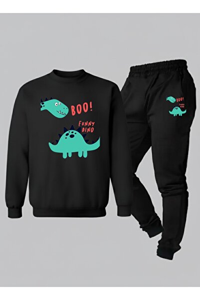 LORVEX Swea tricou - Trening pentru copii, cu gât rotund, FUNNY DINO, imprima...