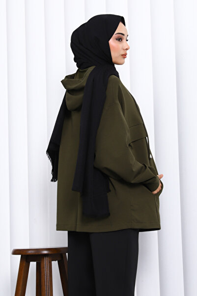 İmajButik Χακί με τσέπη με φερμουάρ Two Thread Ov oversized weat