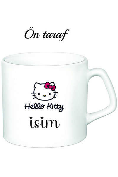 Kreax Kişiye Özel Hello Kitty Beyaz Afilli Kupa Bardak