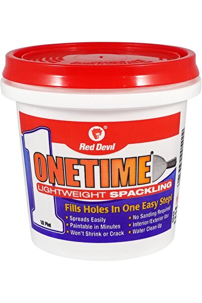 Red Devil One Time Lightweight Spackling Paste, 1/2 Pint (8 fl oz) White - Model 0542