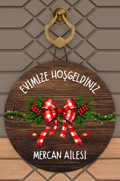 Dormot Yüksek Kaliteli Dijital Baskı, Yeni Yıl, Yılbaşı ve Aile Temalı Kapı S...