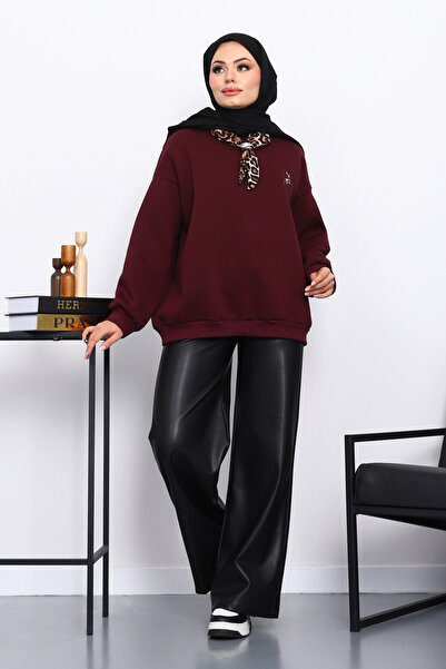 İmajButik Φουλάρι από μούρι με αξεσουάρ, κεντημένο με τρεις κλωστές από την Ceylan