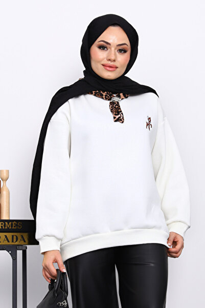 İmajButik Φούτερ Ceylan με κεντημένο σχέδιο τριών κλωστών με αξεσουάρ εκρού