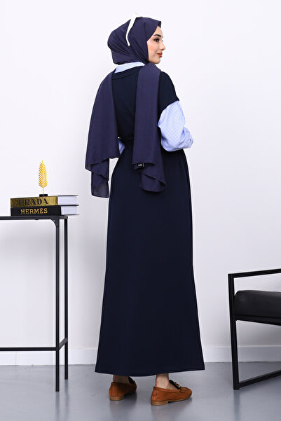İmajButik Navy Blue Shirt Paneled Two Thread Clothes