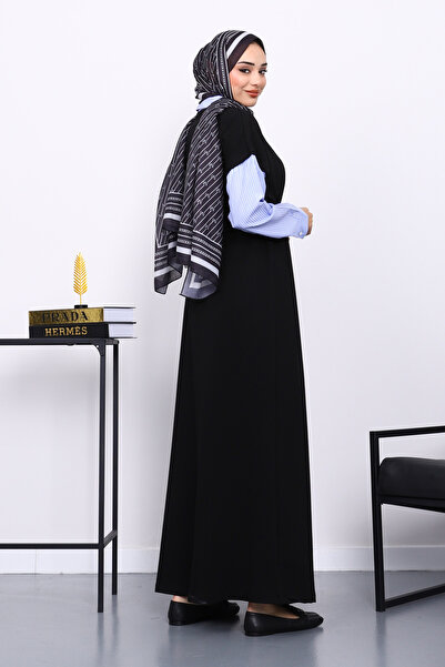 İmajButik Black Shirt Paneled Two Thread Dress
