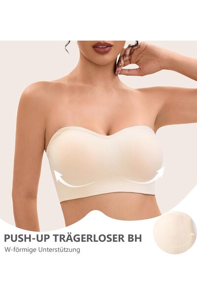 OEM Women's Strapless Seamless Push-Up Bandeau Bra with Removable Clear and Black Straps set of 2