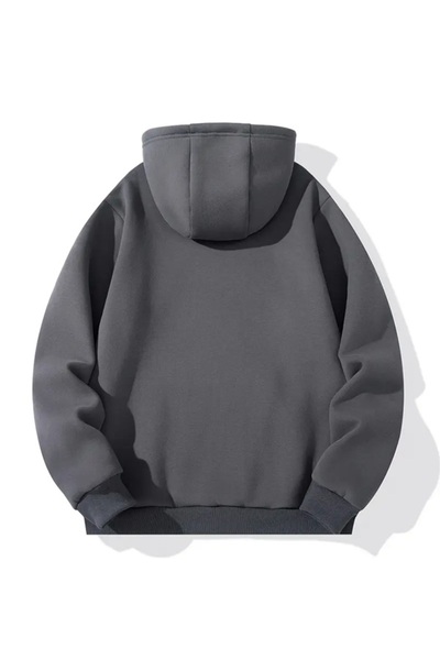 EXPECTED Φούτερ Unisex Smoke Grey με κουκούλα 3 İp Ş επένδυση fleece με κουκούλα