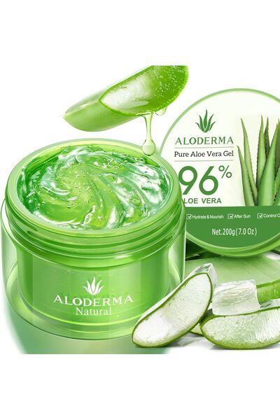 Aloderma Full Body Aloe Vera Gel, Soothing, Suitable for All Skin Types, 7 oz