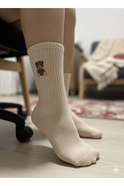 EKMEN ÇORAP TERLETMEYEN PAMUKLU KIŞLIK ÇORAP - NAKIŞ İŞLEMELİ KADIN KIŞLIK ÇO...