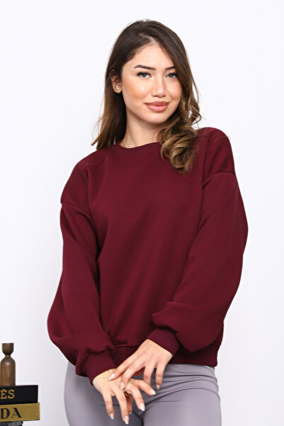 İmajButik Plum Shoulder Detail Basic Three Thread Sweat