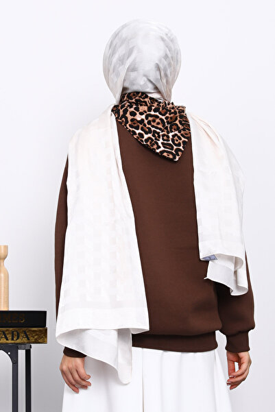 İmajButik Καφέ Φούτερ με Αξεσουάρ Κασκόλ Κεντημένο με Τρεις Κλωστές Κελάν