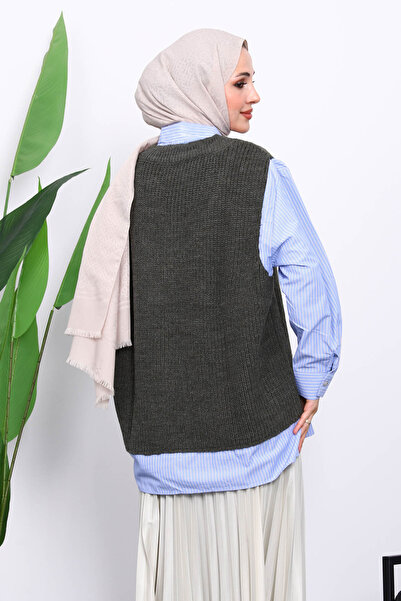 İmajButik Πουκάμισο Χακί Τρικοτόπλεκτο συνδυασμός υφασμάτων