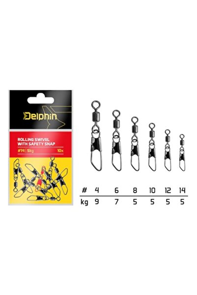 DELPHİN Pivot Fish-On-X cu sistem de siguranță, 10 bucăți, mărimea 12, 5 kg