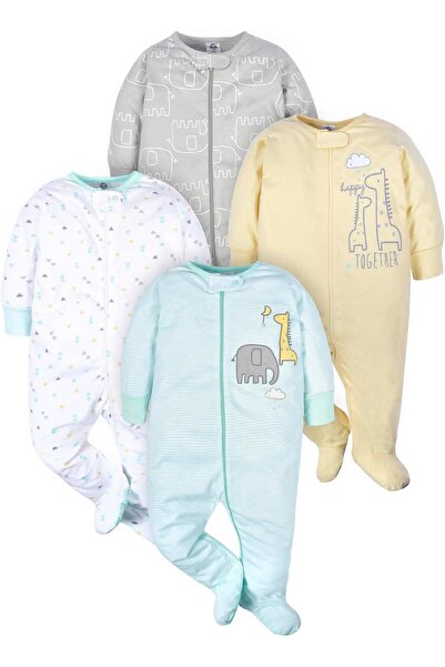 GERBER Sleep n' Play Footed Pajamas for Baby Girls, Pack of 4