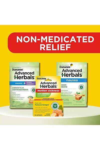 Dramamine Advanced Herbals Motion Sickness Non-Drowsy | 18 Count