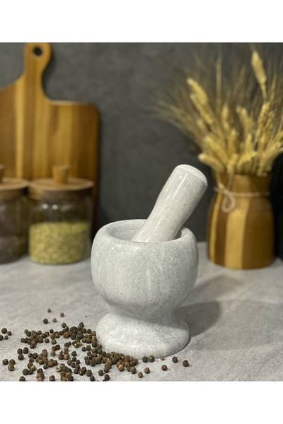 sahane & bazaar Doğal mermer havan beyaz renk