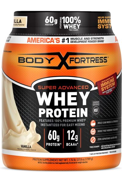 Body Fortress 100% Whey Protein Powder, Vanilla Flavor, 789 g (Packaging May Vary)