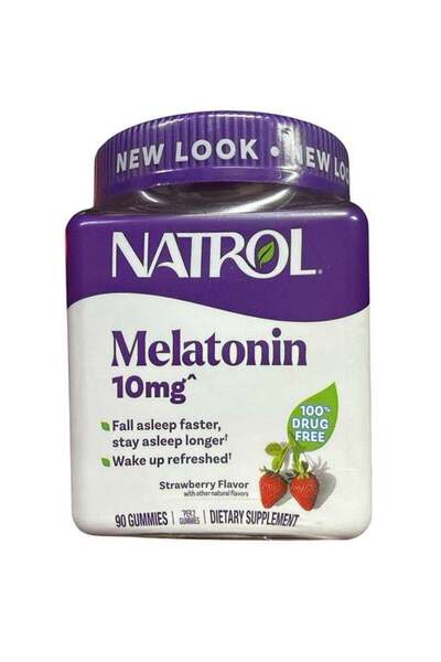 Natrol علكات الميلاتونين، بنكهة الفراولة، 90 علكة (5 ملغ لكل علكة)