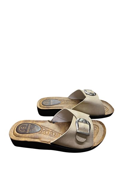 GEZER krem tokalı içi yumuşak soft ortopedik terlik