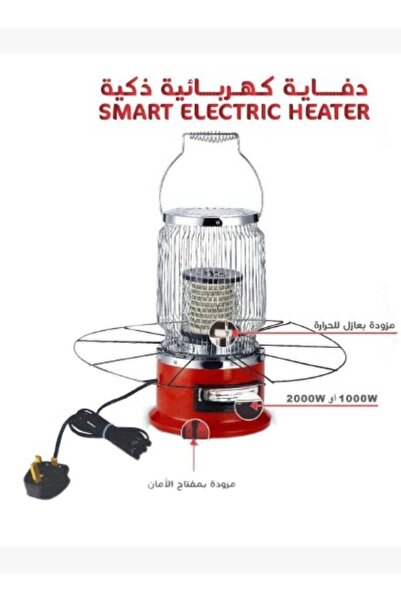 The comprehensive house 2000W Round Electric Heater - Red, Child Safety Mesh, Tip-over Protection, Thermostat