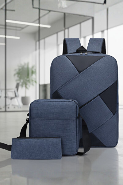 Muchmy 3 Pieces Travel Companion Backpack Set USB Charging Port Zipper Unisex Bags Set