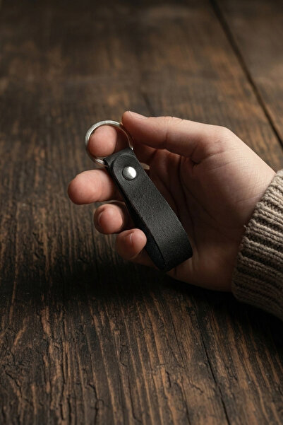 pepuza Hakiki Deri Anahtarlık Antrasit - Lazer Kazıma - Özelleştirilebilir