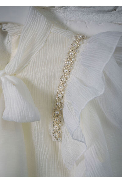 kiddos.ro Elegant crepe veil shirt with pearls for girls