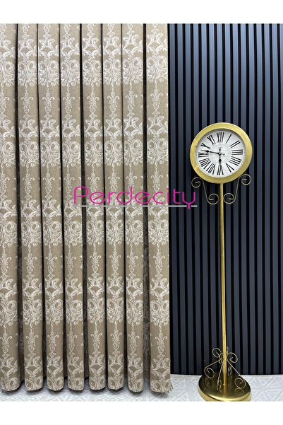 PERDECITY Dubai Bohemian Style Patterned Mink Background Curtain 1X3 Tight Pleats Cannot Be Ironed (Single Panel)