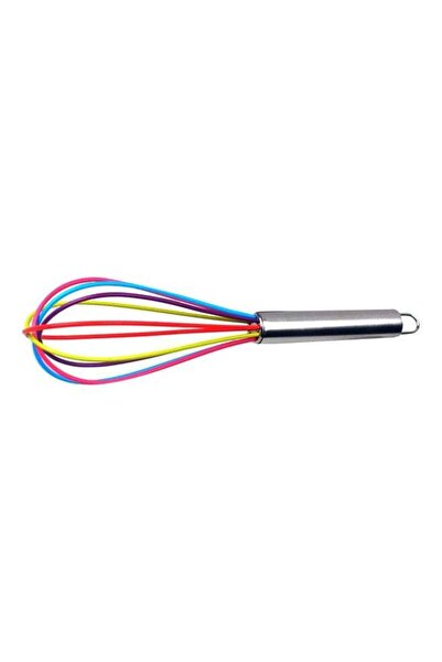 Generic Silicone Egg Beater Whisk Silver/Red/Green 9.84inch