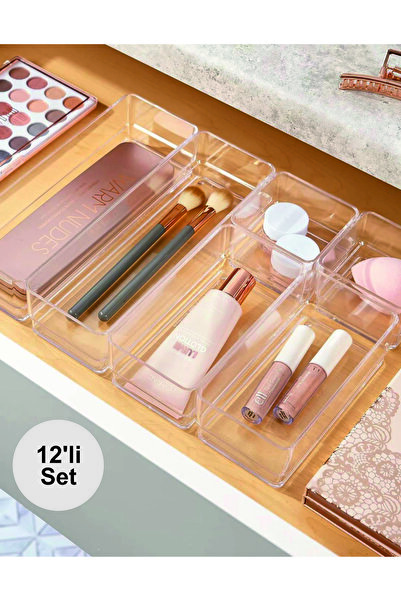 Ovio Ev&Yaşam منظم أدراج داخل الخزانة مكون من 12 قطعة - منظم مكياج قابل للتعد...