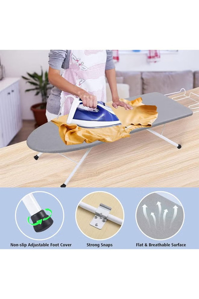 Cady One Foldable ironing board with iron stand, portable ironing board with heat-resistant cover and foldable legs