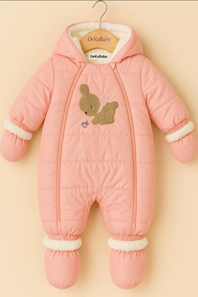 DeKuBaby SEVİMLİ FİGÜRLÜ KAPÜŞONLU İÇİ KÜRKLÜ PATİKLİ ELDİVENLİ BEBEK-ÇOCUK A...