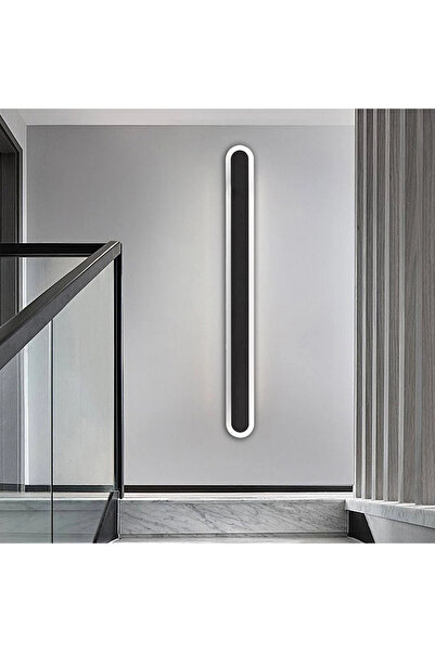 HAMER Modern wall sconce, black, yellow light source, 120 cm long